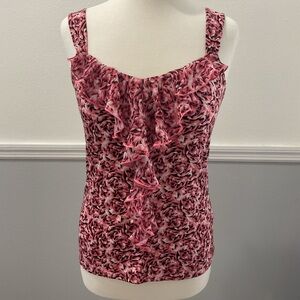 White House Black Market Pink Ruffle Top